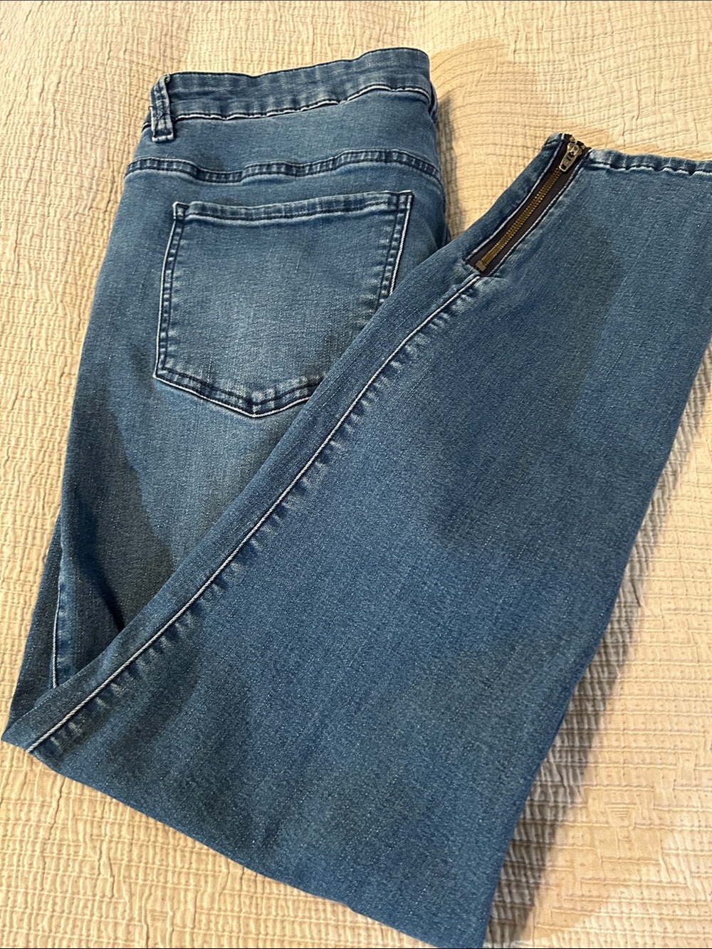 Universal Standard Indigo Skinny Jeans with Ankle Zips